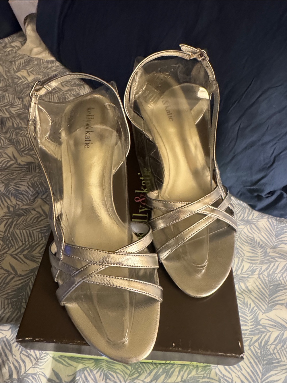 Kelly & Katie Silver Strappy Slingback Heels